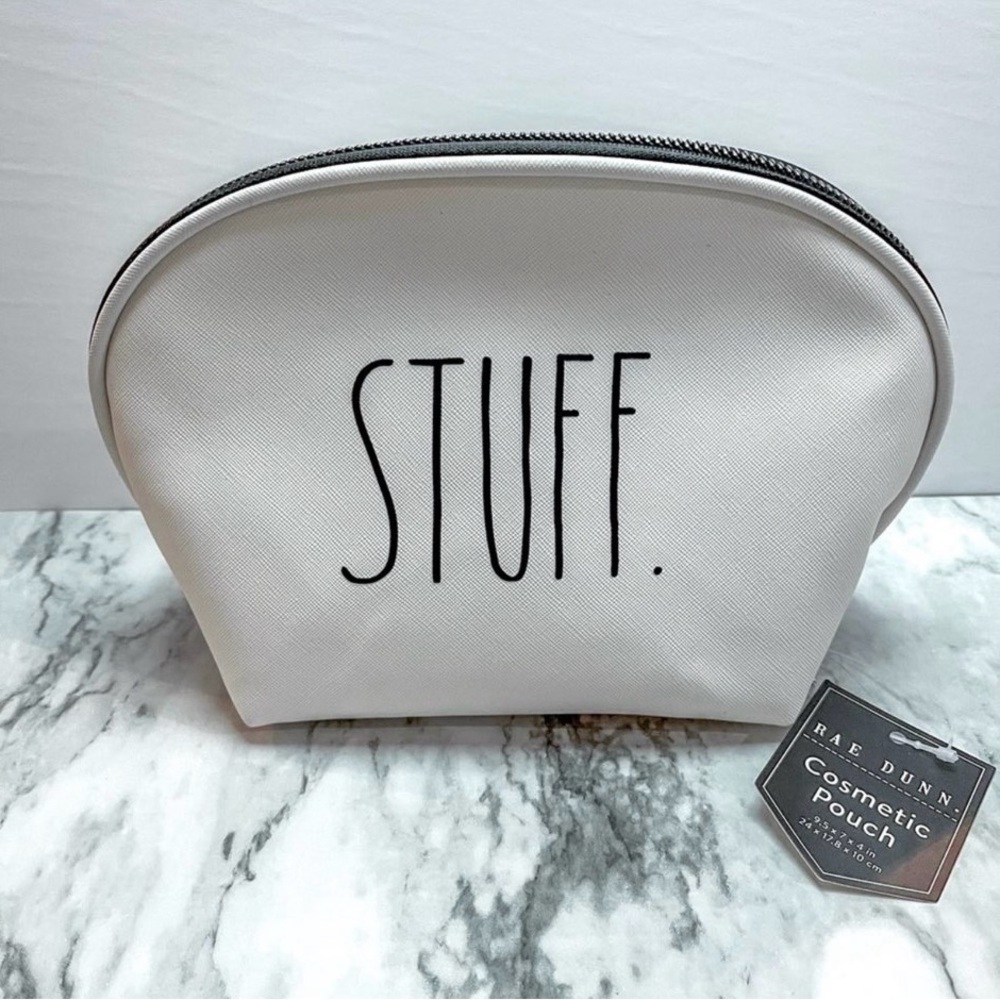Rae Dunn Cream 'STUFF' Pouch